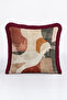 Abstract Geometric Patterned Fringed Pillowcase - Beige Anthracite Burgundy Tasseled Throw Pillow Cover - 2