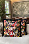 Lets Get Lost Tropical Floral Fringed Pillowcase-Botanical Pomegranate Flower Black Tassel Throw Pillow Cover - 5