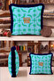 Festa Viva Tropical Palm Fringed Pillowcase - Turquoise Green Navy Blue Tassel Throw Pillow Cover - 7
