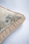 Floral Soft Tone Fringed Pillowcase - Romantic Botanical Boho Beige Mink Tassel Throw Pillow Cover - 8