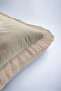 Floral Pattern Elegant Ecru Fringed Pillowcase-Natural Floral Modern Beige Mink Tassel Throw Pillow Cover - 8