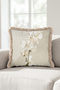 Floral Patterned Elegant Soft Tone Fringed Pillowcase-Romantic Floral Beige Mink Tassel Throw Pillow Cover - 5