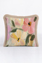 Flower Pastel Floral Fringe Pillowcase-Artistic Botanical Pink Green Cream Tufted Throw Pillow Cover - 7