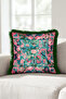 Tropical Floral Exotic Fringe Pillowcase-Authentic Flamingo Turquoise Black Tassel Throw Pillow Cover - 4