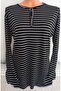 Er Clothing Summer Combed Cotton Blouse Long-Sleeve O-Neck Black and White Stripe