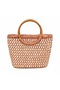 Hand Knitted Straw Women's Handbag - Wooden Handle - Lined - Daily Use - Summer Shoulder/Hand Bag