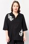 Women 2 Pieces Embroidered Shirt And Palazzo Pants Set, Black - 3