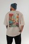 New York 2 Beige Oversize Country City Back Printed Unisex T-Shirt 100% Cotton Premium - 4