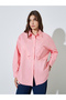 Pink Solid Casual Oversized Shirt - 3