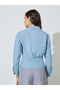 Blue Long Sleeve Gathered Waist Shirt - 4
