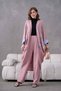 Women's Pearl Detailed Linen Kimono Top and Bottom Set - 2