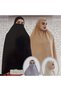 Prayer Coverlet Sufle (5XL) - Ready-To-Wear Turban Veil Practical Scarf Hijab with Niqab - Prayer Coverlet Sufle (5XL) - Black - 2