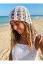 Hand Knitted White Color Flexible Summer Colorful Sequined Mesh Hair Beanie