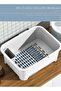 Dish Drying Rack with Lid, Large Dish Rack for Kitchen Cabinets, Plastic Dish Drainer with Drainboard Tray, Kitchen Plate Cup Tray Cutlery Drainer, Space Saving Kitchen Countertop Organizer, Du - 6