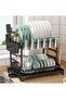 Dish Drying Rack, Multifunctional Dish Rack, Rustproof Kitchen Dish Drying Rack with Drainboard, Space-Saving 2-Tier Dish Drying Rack with Utensil Holder & Cup Holder for Kitchen Counter, - 2