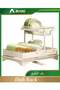 2 Tier Foldable Dish Rack, Double Storage Large Capacity, Kitchen Cutlery Drainer Rack with Water Conduit(White)