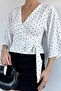 Cream Women's Double Breasted Collar Polka Dot Blouse - 5