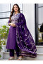Purple Cotton Embroidered Kurta Set - AMZ1008 | Purple-Size:L-40-Inches