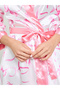 White Bow Print 3/4 Sleeve Robe - 3