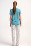Women's Short Sleeve Soft Blue Pajama Set C3T3N2215 - 4