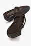 Women's Buckle Braided Ballerinas Brown - 3