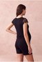 Maternity Black Cotton Crew Neck Short Sleeve Lace Detailed Jumpsuit Winona - 3
