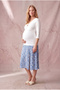Maternity Ecru Cotton / Modal V-Neck 3/4 Sleeve Ring Detailed Blouse Laney - 2