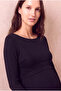 Maternity Black Viscose Crew Neck Long Sleeve Double Layer Blouse with Breastfeeding Feature Alivia - 4
