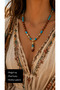 Bohemian Design Women's Necklace with Natural Stone Turquoise, Rudraksha and 7 Chakra Crystals