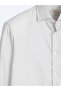 Gray Plain Slim Fit Long Woven Classic 100% Cotton Shirt - 7