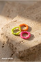 Colorful Bead Ring Set 3-Piece Handmade Y2K Bohemian Aesthetic Summer Orange Green Pink Combination Ring - 5