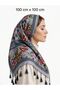 Hijab Gray Rose Patterned Thin High Quality Thin Summer Wear 1 Piece High Quality Useful Beautiful Stylish (Length: 100 cm X 100 cm)