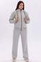 Women's Cotton High Collar Hooded Zippered Tracksuit Set Gray-107