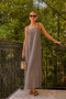 Adjustable Straps Square Neck Long Woven Dress - 3