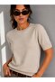 Women's Crew Neck Short Sleeve Basic Knitwear Blouse - 4