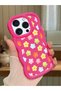 iPhone 15 Pro Compatible Case with Camera Protection Red Silicone Couple Phone Case with Floral Pattern