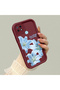 Realme C21 Compatible Case Camera Protector Claret Red Silicone Couple Phone Case Floral Pattern - 2