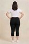 Women's Black Plus Size Cotton Lycra Below Knee Capri Leggings |   High Waist No-Show Flexible Daily Leggings - 5