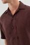 Burgundy Patterned Lyocell Men's Relax Fit Shirt - 3