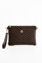 Brown Women's Faux Leather Stitched Adjustable Crossbody and Hand Strap Portfolio, Clutch Bag - 4