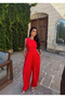 Red Liora Sleeveless Palazzo Jumpsuit
