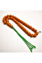 Musk Afghani Rosary 33 Beads 16x15.5mm Orange Pattern Prayer Beads Tasbih Green Cord Tassel