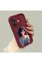 Oppo A3X 5g Compatible Case Camera Protector Burgundy Silicone Couple Phone Case Girl Pattern - 3