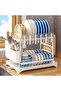 Dish Drying Rack, Multifunctional Dish Rack, Rustproof Kitchen Dish Drying Rack with Drainboard, Space-Saving 2-Tier Dish Drying Rack with Utensil Holder & Cup Holder for Kitchen Counter (Whit - 3