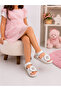 Girl's White Stone-Embellished Velcro Soft Sole Sandals - 2
