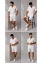 Men's Linen Shirt and Shorts Set - Summer Short Sleeve Two-Piece Combination for Beach and Casual Wear with Shorts