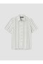 Vizyon New Season Green Standard Fit Striped Men's Shirt - 4