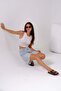 Giyim High Waist Straight Fit Jeans Denim Shorts Ice Blue - 6