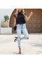 Women's Short Sleeve Lace Sleeve Detailed Ribbon Tie Neck Aerobin Blouse - 2