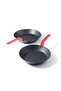 2 Piece Swiss Coating Frying Pan Set, 26 and 30 CM, Non-stick, Oven Safe & Dishwasher Safe, Induction Compatible, PFOA PFOS Free - Black with Red Handles - 4